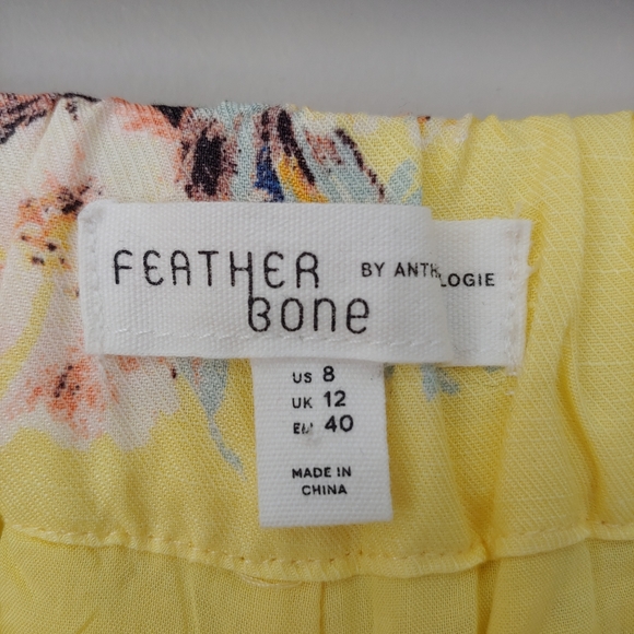 Anthropologie Feather Bone Talese Wide Leg Pants Yellow Size 8 - Picture 13 of 16